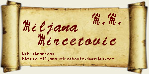 Miljana Mirčetović vizit kartica